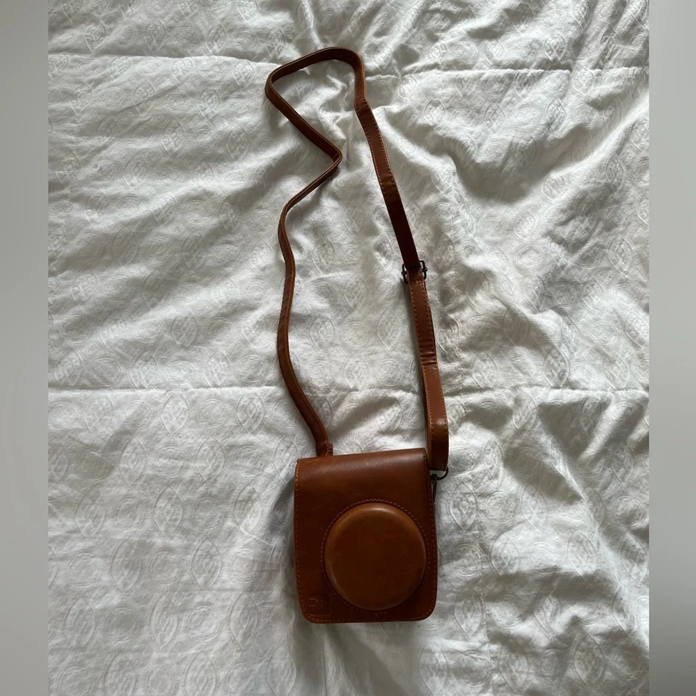 Brown Leather Polaroid camera bag